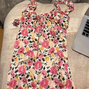 Floral Print Cut Out Back Mini Dress